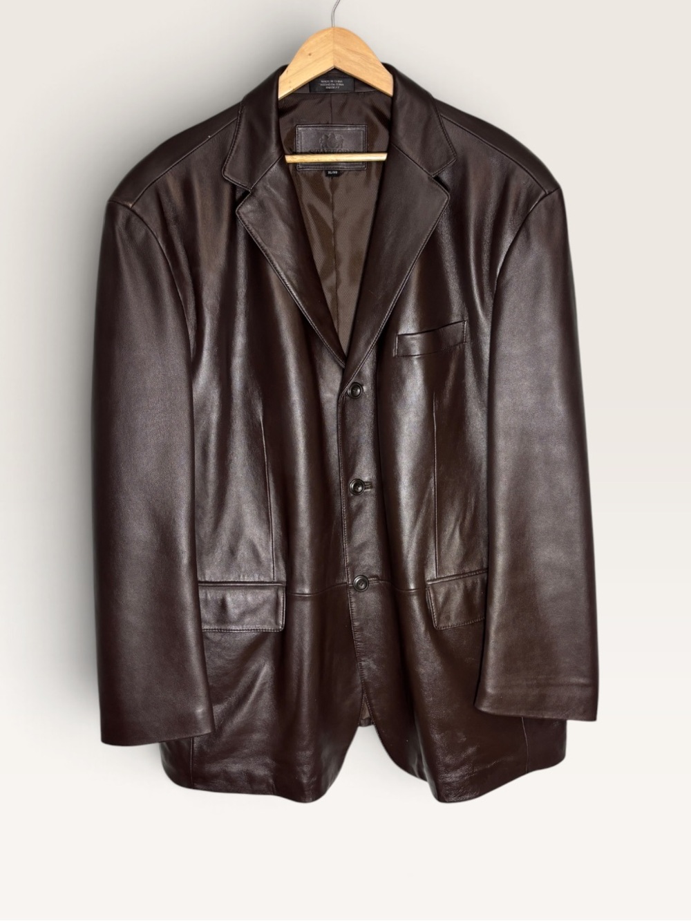 Vintage 90s Y2K Stafford Men’s Brown Genuine Leather Blazer Sport Coat Jacket XL